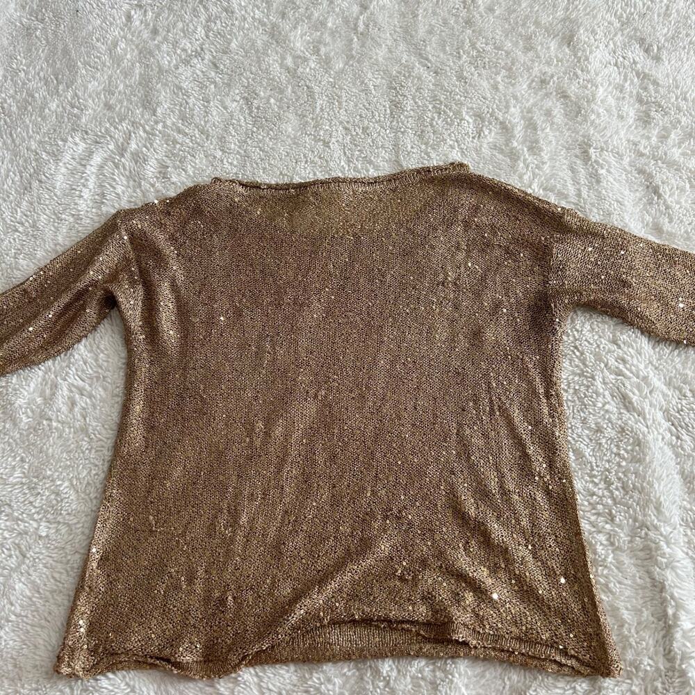 VTG Arden B Gold Sequin 3/4 Sleeve Women’s Sz S Y2K Party Disco Glam Festival - Picture 2 of 5